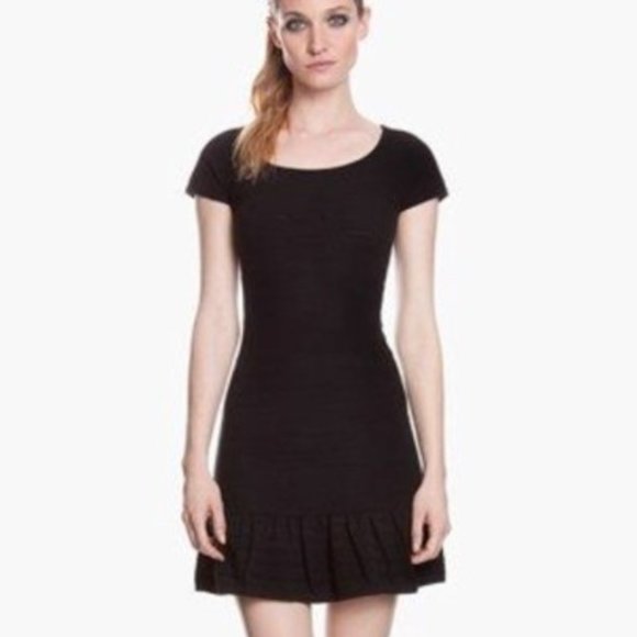 SANDRO Rasta Stretch Knit Ribbed Navy Mini Short Sleeve Dress - Picture 1 of 11
